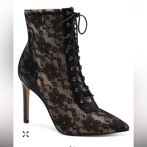 INC Indira Lace-Up Floral Ankle Boots - Picture 1 of 4